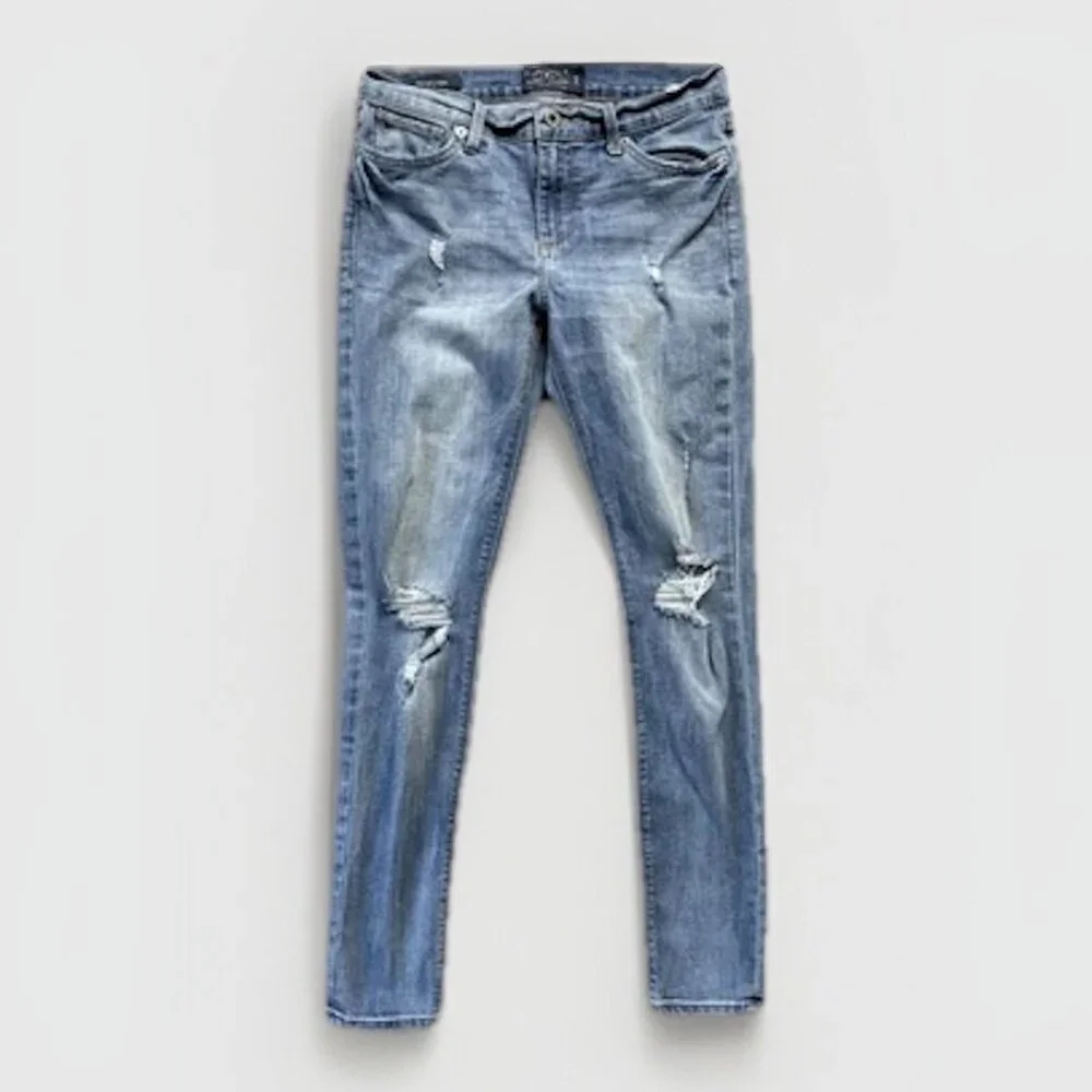 Lucky Brand Brooke Skinny Jeans Womens 6/28 Blue Mid Rise Stretch Distressed